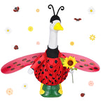 Ueyben Bee Ladybug Porch Goose Outfit, Spring Summer Goose Outfit with Wings Summer Gooses Costume for 23" Lawn Cement Plastic Geese Statue for Garden Yard Decor (Ladybug)