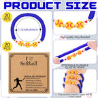 Ecation 20 Set Softball Bracelets Team Gift Bulk Softball Senior Night Adjustable Bead Ball Charm Bracelet with Inspirational Card for Sport Team Sport Lovers Player Gifts Birthday Party(Blue)