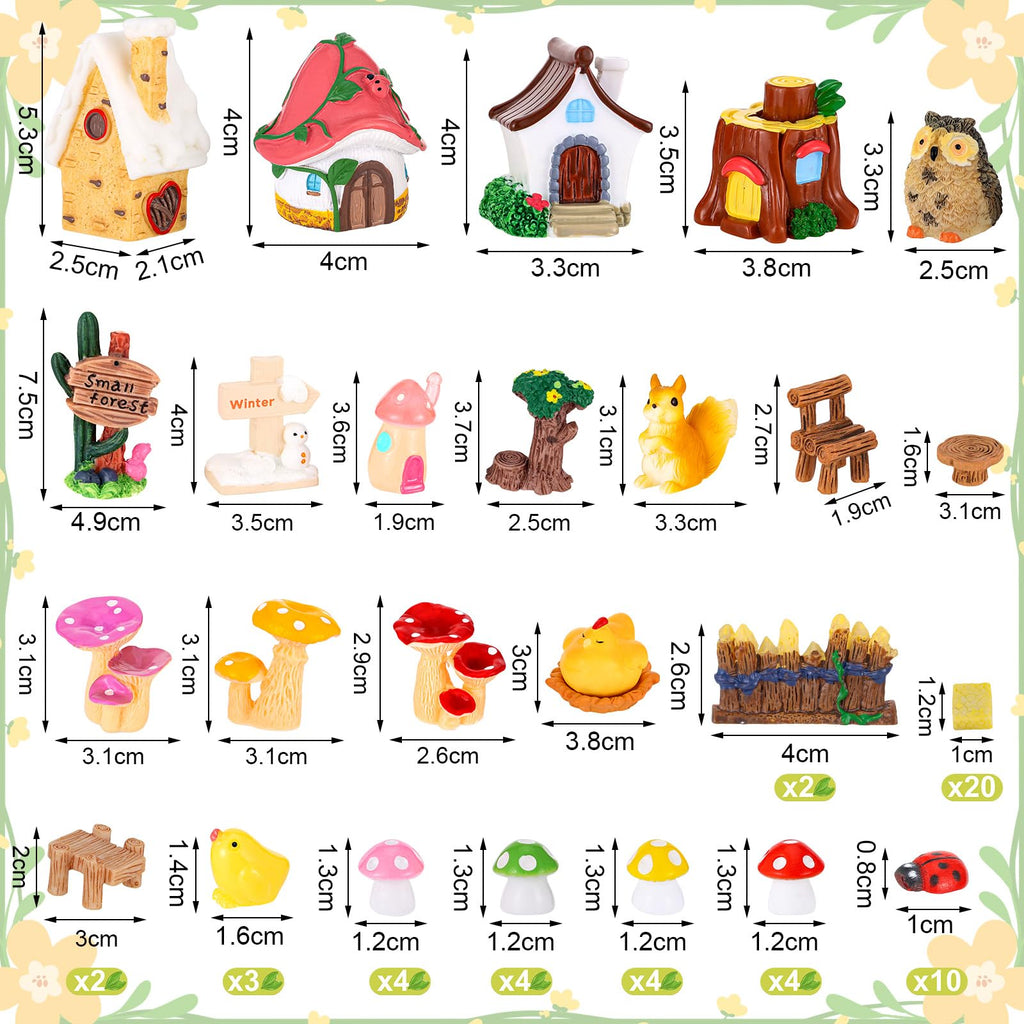 HIYZI 118 PCS Mini Fairy Garden House Accessories Kit Garden Decorations