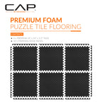 CAP Barbell 1/2-Inch Interlocking EVA Foam Exercise Puzzle Mat Home Gym Flooring - 1 Pack | 24" x 24" x 1/2" | Tatami Pattern - Black
