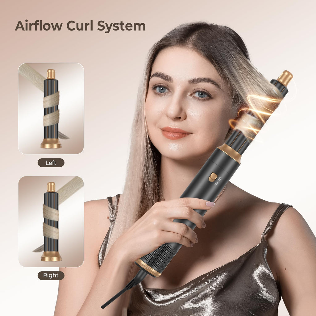 Yitrust 6 in 1 Hair Dryer Brush, Blow Dryer Brushies Ionic Hair Dryer, Oval Hot Air Brush, Hair Curler Straightener Magic Styler Autowrap Air Styler