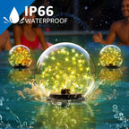 NiceBuy 2-Pack Solar Floating Pool Lights Ball Outdoor Water-Resistant IP66 Solar-Powered that Float Flickering Lights for Swimming Pool Decor Pond Garden Party