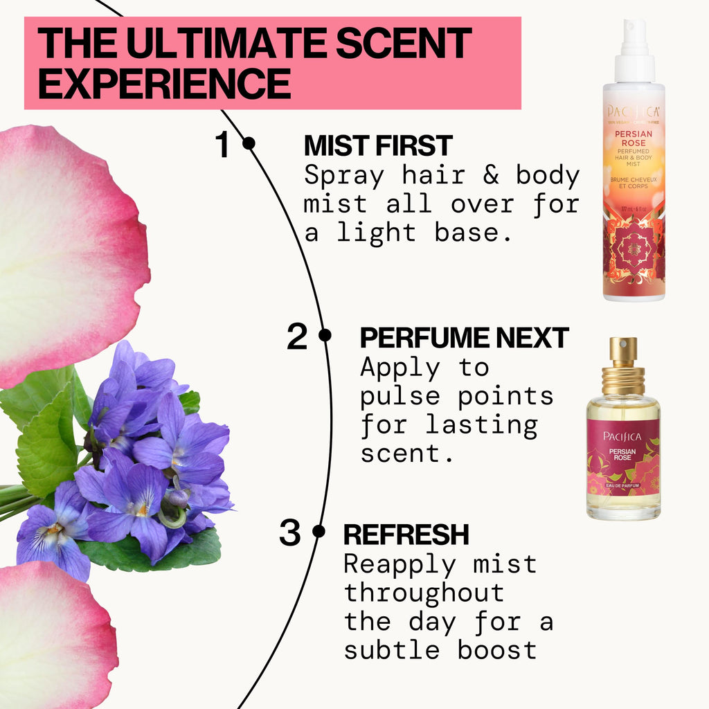 Pacifica Beauty, Persian Rose Clean Fragrance Spray Perfume, Made with Natural & Essential Oils, Fresh Rose Scent, Vegan + Cruelty Free, Phthalate-Free, Paraben-Free, Gifts for Her, 29 ml. 1 fl. oz