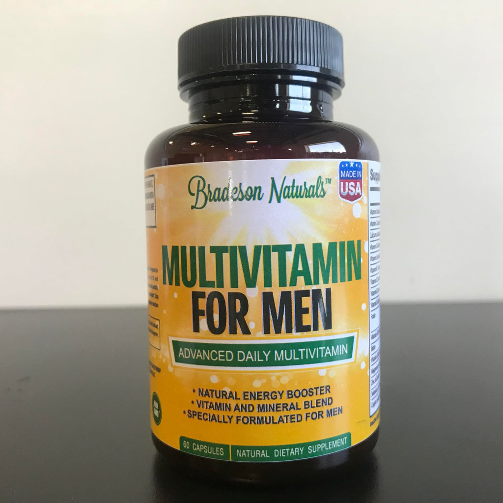 Bradeson Naturals Men's Multivitamin Supplement for Energy, Focus and Performance. Mens Vitamins A, C, D, E & B12, Zinc, Calcium, Magnesium & More. Multi Vitamin 60 Capsules Made in The USA