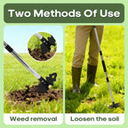 Babook Weed Tool with Long Handle - 60" Manual Weeder Remover Tool, 2 in 1 Hand Weed Rake and Garden Hoe for Gardening, Heavy Duty Uprooting Weeding Pull for Yard, Lawn, Patio and Garden