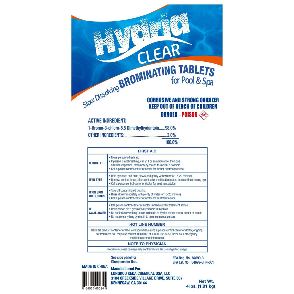 Hydria Clear 1 Inch Bromine Tablets, 4 lbs. LK04
