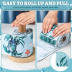 FuWeave 30 Pack Reusable Toilet Paper Washable Soft Bidet Towels Bulk Gifts Paperless Rolls Flannel Cotton 12'' x 4.3" Family Cloth Wipes Bathroom Napkins with Cardboard (Sea)