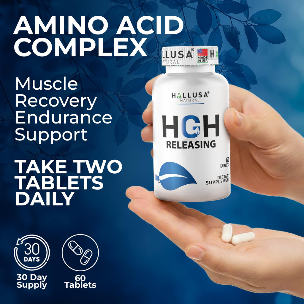 HGH-Releasing Support Supplement with L-Arginine & Ornithine | Nitric Oxide Support for Muscle Recovery, Energy & Performance | Amino Acid Complex with Vitamin B3 & Chromium | 60 Tablets
