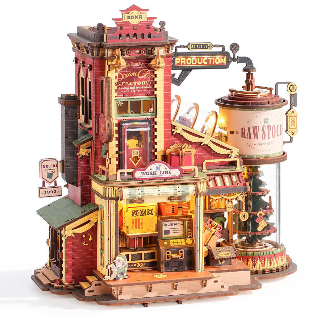 ROKR 3D Puzzle for Adults Christmas Dream Gift Factory DIY Miniature House