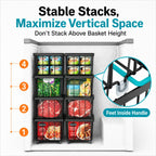iSPECLE Chest Freezer Organizer Bins - Fits 7 Cu.Ft Deep Freezer, 6 Pack Stackable Wire Baskets(14.7" Length), Heavy Duty Coated Freezer Organizer, Rust Resistant for Frozen Food Sorting, Black