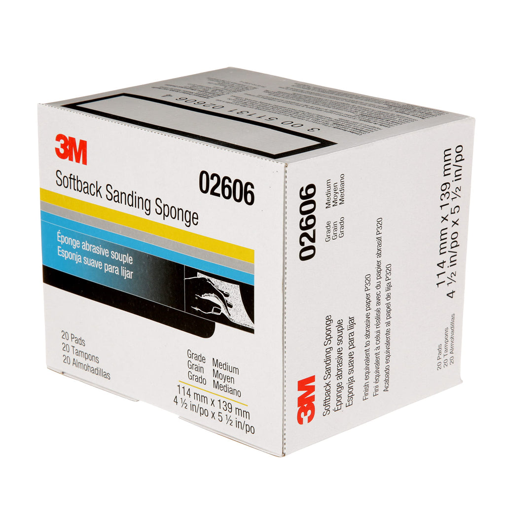 3M Softback Sanding Sponge 02606, 4 1/2 x 5 1/2 in, 20 Pack, Medium Grit, Fast Cutting