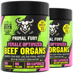 PRIMAL FURY Grass Fed Beef Organ Supplement for Women 120 Count (Pack of 2)