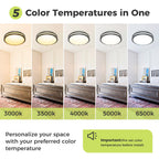 hepside 13inch Flush Mount Ceiling Light Fixture 2 Pack, Dimmable & 5 Color Temperatures Ceiling Light Black, 24W 3000K 3500K 4000K 5000K 6500K Adjustable Ceiling Lamps for Bathroom Bedroom Hallway