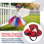 STONESTAR 6 pcs Patriotic 4th of July Porch Goose Outfits for 23" H Lawn Statue, Goose Clothes Costume with Hat Necklace Tutu Skirt for Independence Day & Memorial Day Outdoor Garden Yard Decoration