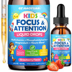 Kids Focus and Attention Supplements with Phosphatidylserine, Omega-3, Magnesium Glycinate, L-Theanine, Folate, Brain Vitamins Liquid Drops for Kids Memory, Cognitive, Sleep & Mood,Strawberry,2 Fl Oz
