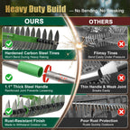 Heavy Duty Thatch Rake for Lawns - 13” Deep-Clean Dethatching Rake for Dead Grass & Moss Removal, Dual-Sided Manual Dethatcher and Scarifier Tool, 65" Long Metal Handle for Garden Yard Lawn Care