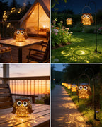 Mantunt Solar Lights Outdoor Owl Garden Decor, Solar Lanterns Outdoor Waterproof Metal Hanging Lantern Solar Garden Lights for Outside Patio Yard, Lawn, Porch, Backyard Decoration