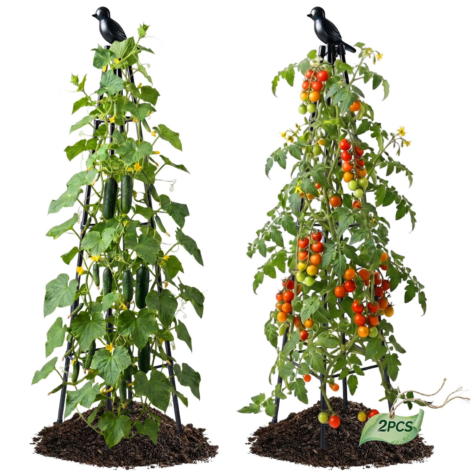 2 Pack Cucumber Trellis, 4FT Cucumber Trellis for Raised Bed, Garden Obelisk Trellis for Climbing Plants Outdoor Rustproof Plants Support for Flower Vine Vegetable Tomato Cage,Potted Plants