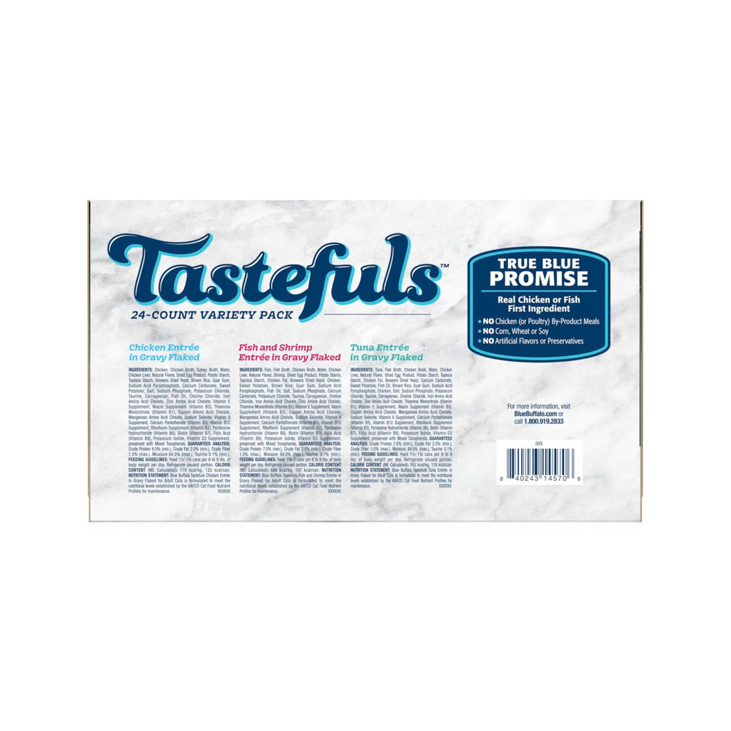 Blue Buffalo Tastefuls Variety Pack Flaked Wet Cat Food, 5.5 oz, 24 ct