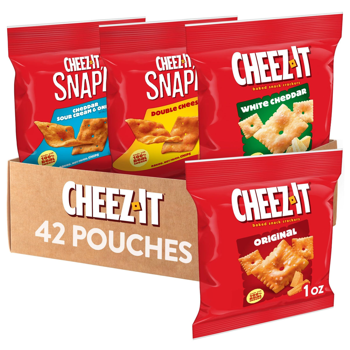 Cheez-It Cheese Crackers, Baked Snack Crackers, Lunch Snacks, Variety Pack (42 Packs)