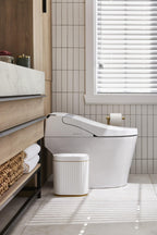 ELPHECO Bathroom Trash Can with Lid, 2 Gallon, Motion Sensor, White Gold