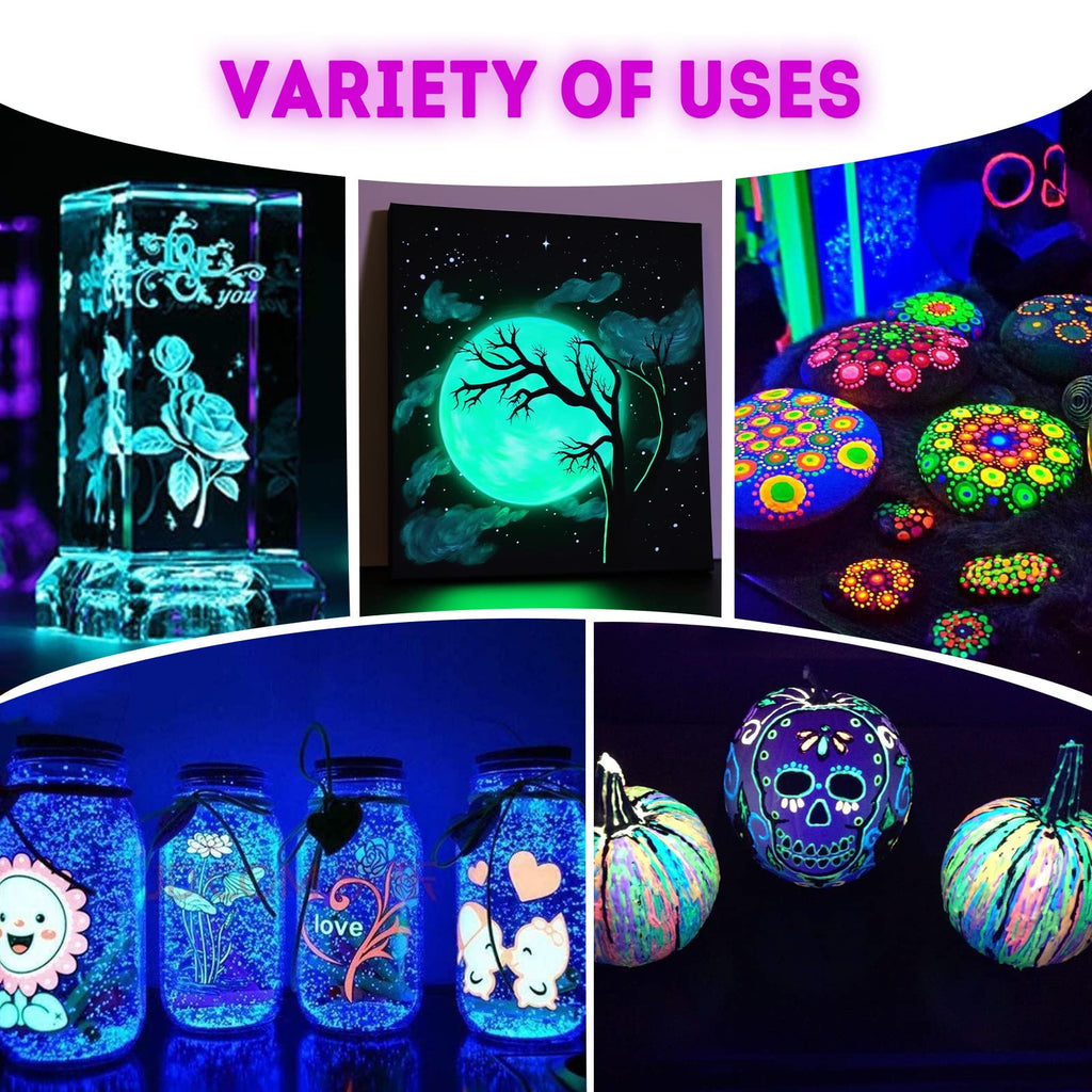 ABEIER Glow in the Dark Acrylic Paint Set, 10 x 2 oz, Blacklight