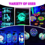 ABEIER Glow in the Dark Acrylic Paint Set, 10 x 2 oz, Blacklight