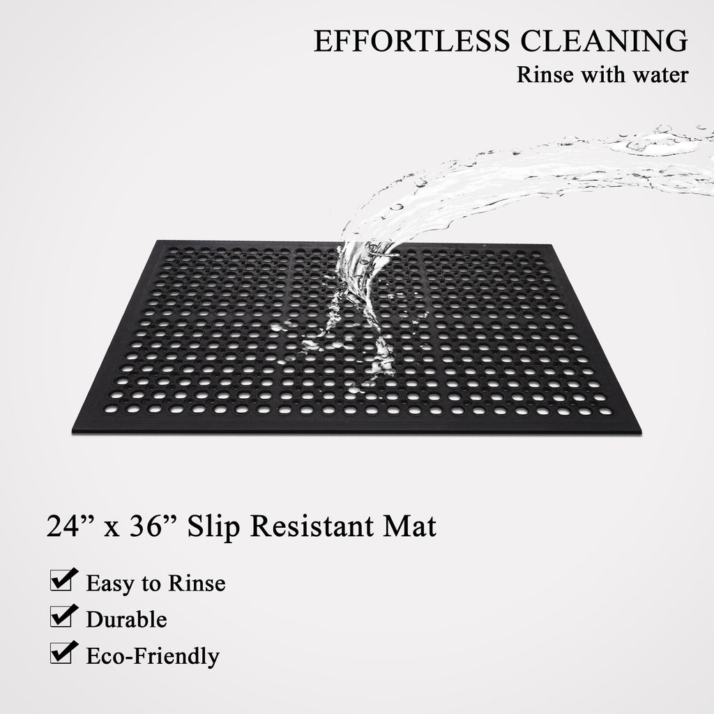 A1 Home Collections Anti Fatigue Mat, 0.6" Thick Heavy Duty Rubber Floor Mat with Drainage Holes - Non-Slip Kitchen, Bar & Restaurant Mat, 24x36 in