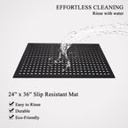 A1 Home Collections Anti Fatigue Mat, 0.6" Thick Heavy Duty Rubber Floor Mat with Drainage Holes - Non-Slip Kitchen, Bar & Restaurant Mat, 24x36 in