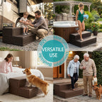 ROMIVO Hot Tub Steps with Storage Extra Wide, 2-Step Spa Stairs - Non-Slip Heavy Duty 500 lbs, Easy Assembly, Slip-Resistant, Universal for Hot Tub, RV, Camper, Pool Deck & Bath - Fits Any Size, Black