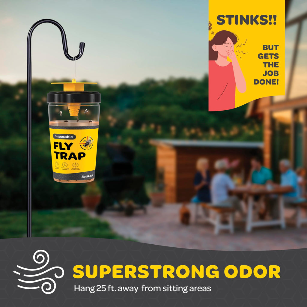 Outdoor Fly Trap [Set of 2] Fly Traps with Dissolvable Non-Toxic Bait - Fly Repellent for Outdoor Use Only - Controls Flies for Patios, Barns, Ranches Etc. Hanging Fly Traps with Tie Included