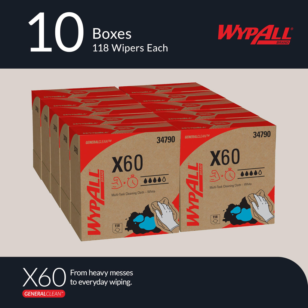 WypAll GeneralClean X60 Multi-Task Cleaning Cloths, 10 x 118 Towels (34790)