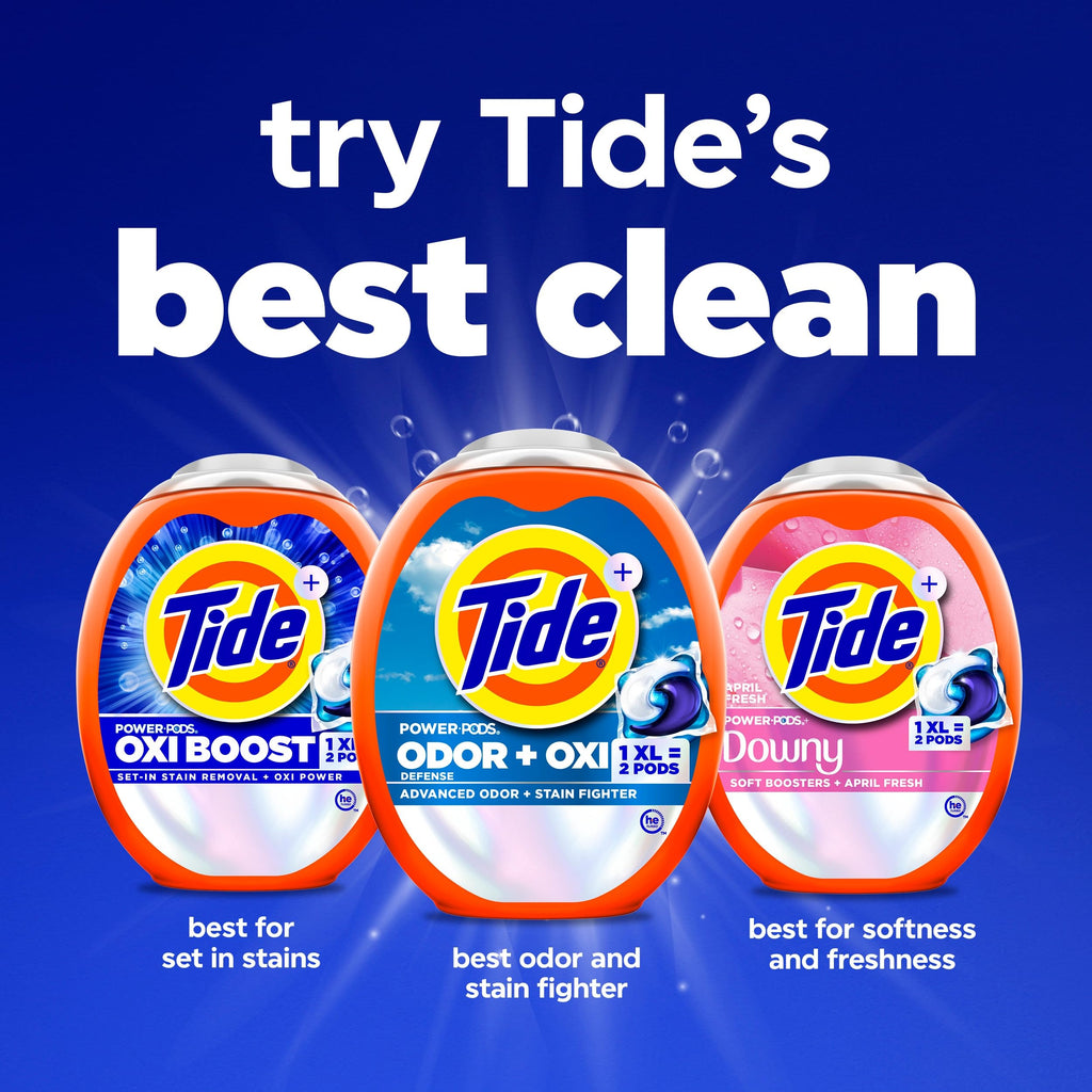 Tide Odor Defense + Oxi Laundry Detergent Pacs, Original Scent, 45 Count, Advanced Odor + Stain Fighter