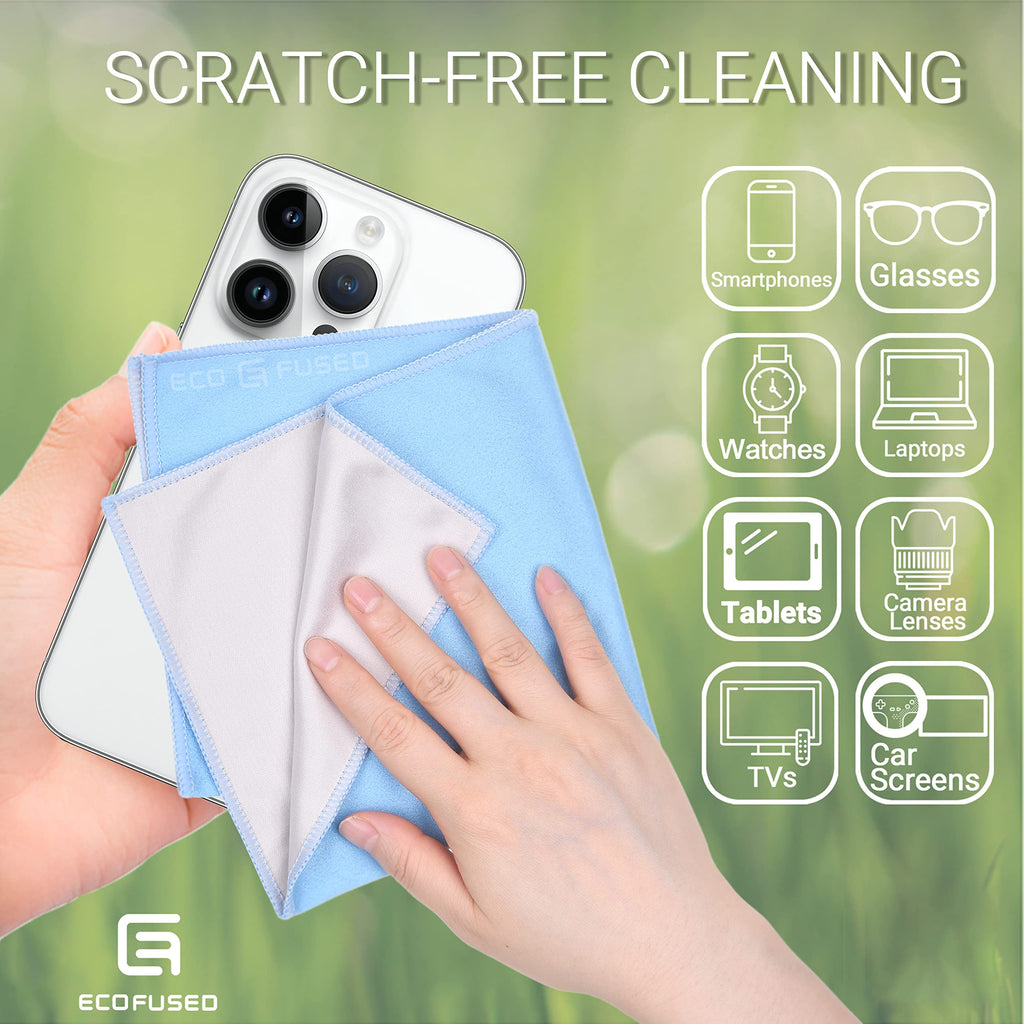 Eco-Fused Oversized Microfiber Cleaning Cloths XL - 5 Pack - 12 x 12 - Double-Sided - Microfiber & Suede for Smartphones, LCD TV, Tablets, Laptop, Camera Lenses & Other Surfaces