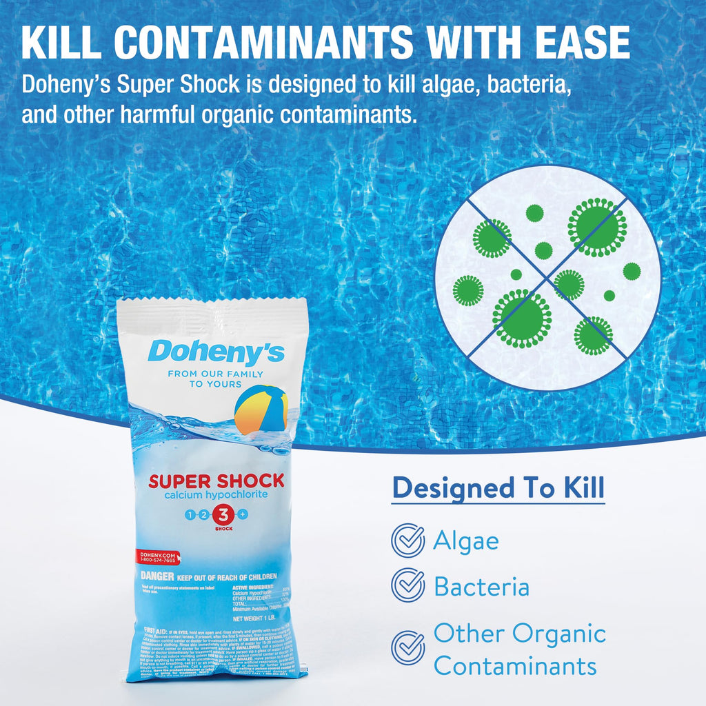 Doheny's Super Pool Shock | Pro-Grade Chlorine Shock, Quick-Dissolving, Fast-Acting 68% Cal-Hypo Granular Pool Shock | 6 x 1lb Bags, Proudly Made in the USA