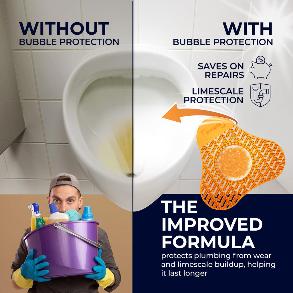 Spargos Urinal Screen Deodorizer, 24 Pack Blue Yellow Orange