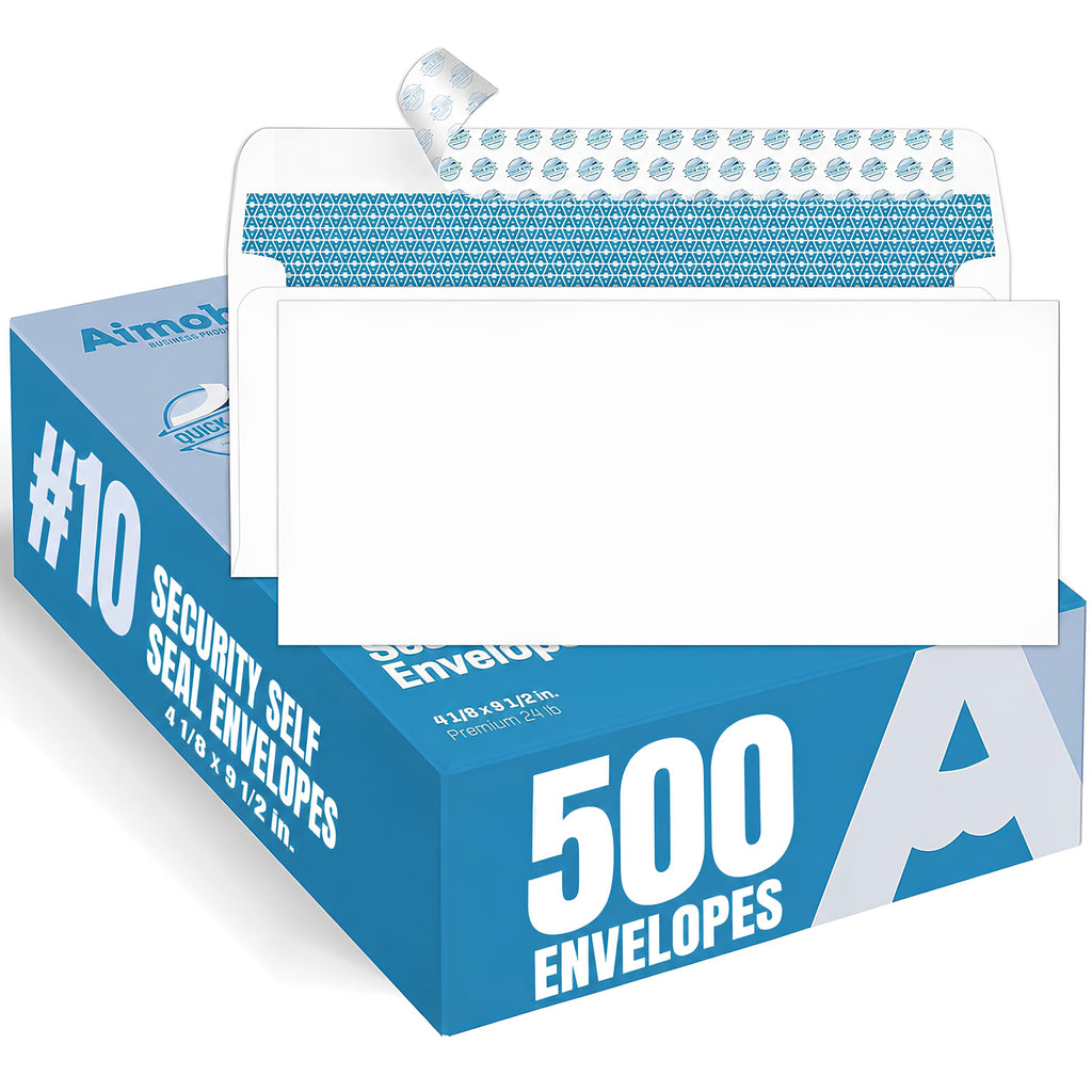 Aimoh#10 Business Envelopes Letter Size Windowless Self Seal Security 500ct
