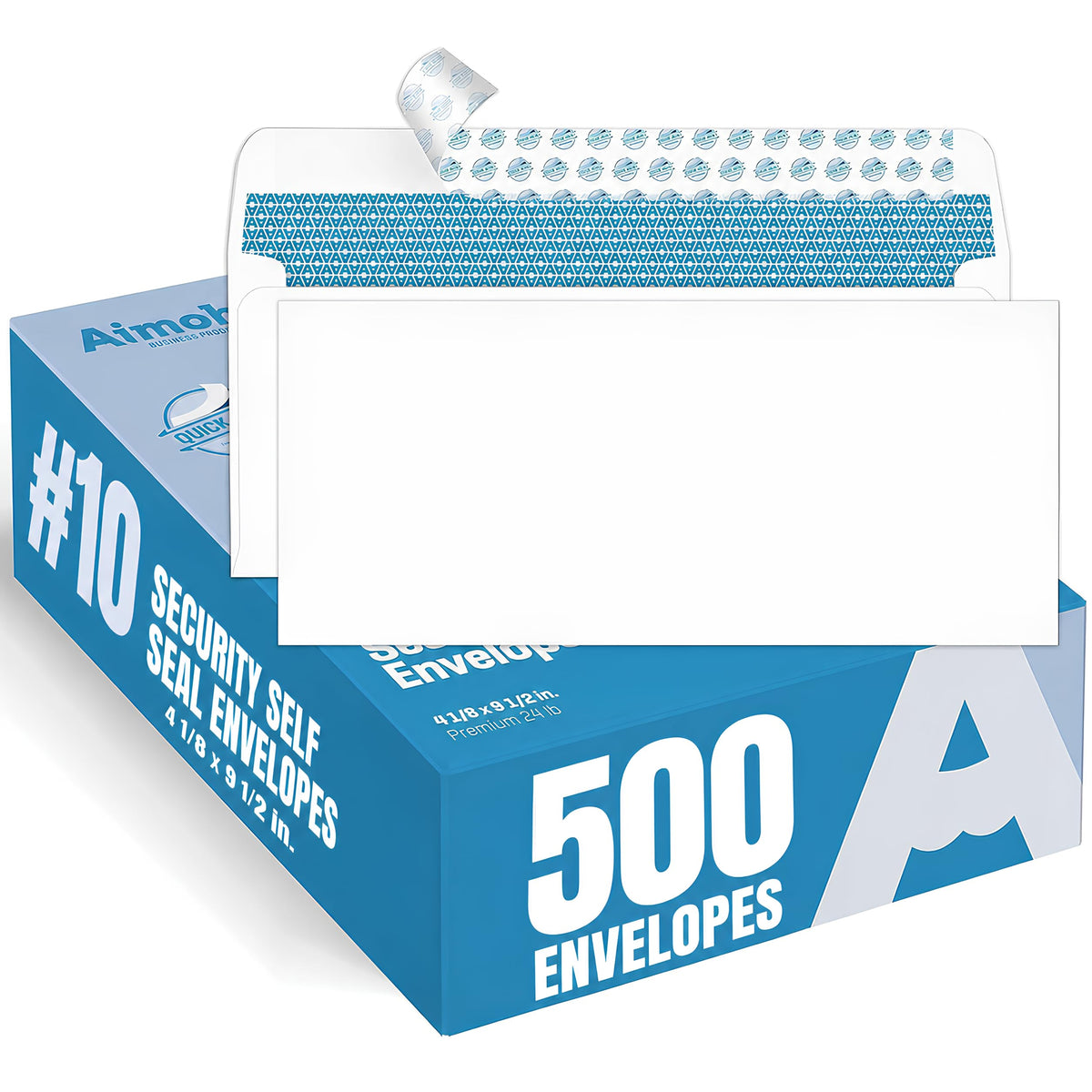 Aimoh#10 Business Envelopes Letter Size Windowless Self Seal Security 500ct