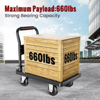 TIDY PALM Upgraded Foldable Push Cart Dolly | 660 lbs.Capacity Moving Platform Hand Truck | Foldable for Easy Storage | 4'' PU 360 Degree Swivel Silent Wheel-Black