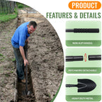Small Round Point Digging Shovels, Garden Spade Shovel Beach Shovels with 43.3in Handle,Heavy Duty Portable Metal Shovel for Gardening Camping Trenching Digging Landscaping,Off-Road Use, Black