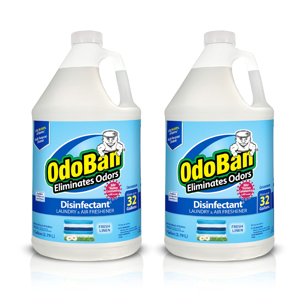 OdoBan Disinfectant Concentrate and Odor Eliminator, Made in the USA, Fresh Linen Scent, 2 Gallons