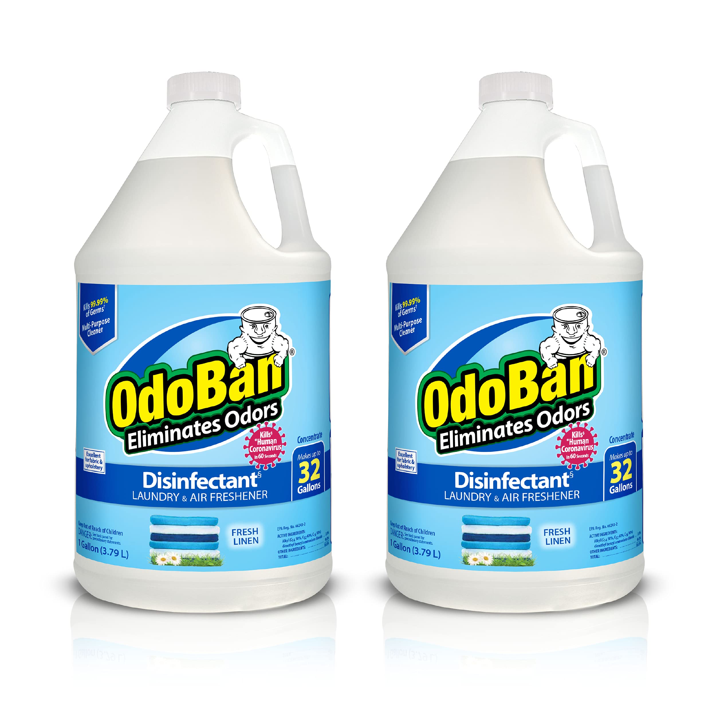 OdoBan Disinfectant Concentrate and Odor Eliminator, Made in the USA, Fresh Linen Scent, 2 Gallons