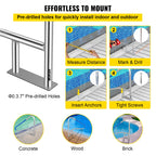 VEVOR Pool Rail 55x32 Pool Railing 304 Stainless Steel 250LBS Load Capacity Silver Rustproof Pool Handrail Humanized Swimming Pool Handrail with Blue Grip Cover & M8 Drill Bit & Self-Taping Screws