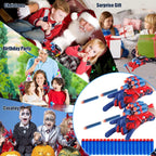keumi 2 Sets Spider Web Shooters for Kids Halloween Party Favors Cosplay Launcher Gloves with Wrist Toy Set Hero Webs Shooter for Kids