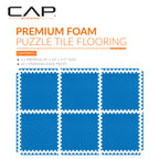 CAP Barbell 1/2-Inch Interlocking EVA Foam Exercise Puzzle Mat Home Gym Flooring - 1 Pack | 24" x 24" x 1/2" | Tatami Pattern - Blue