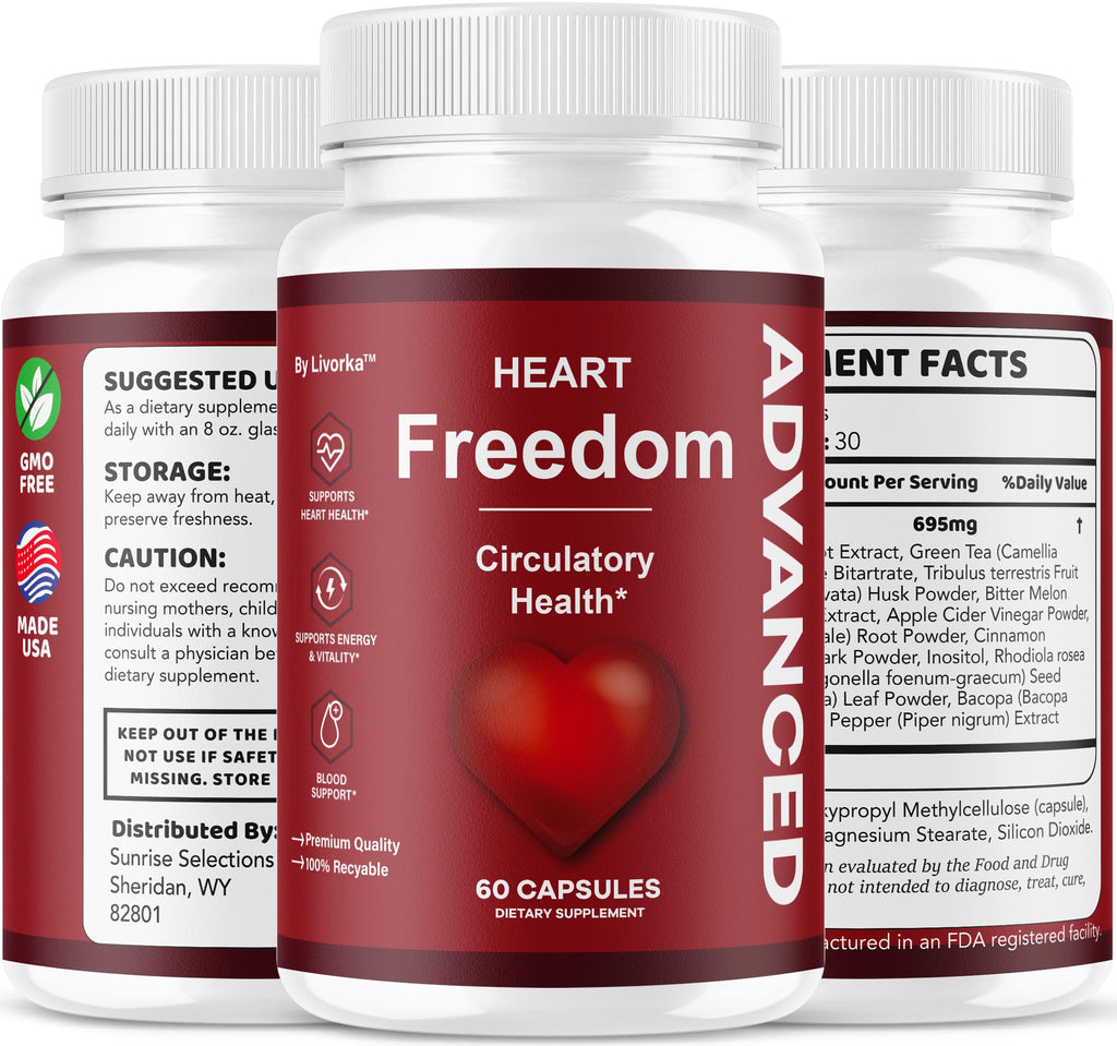 (2 Pack) Heart Freedom - Heart Freedom Capsules, Official HeartFreedom Pills All Natural Ingredients - Maximum Strength, Premium Advanced Formula Support Health & Wellness, 120 Capsules for 2 Months