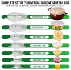 Reusable Silicone Stretch Lids for Food Storage in Fridge - Elastic Heat-Resistant Bowl Covers, Cups, Cans, Jars - Universal Food Grade Lid for Round and Rectangle Containers - Dishwasher Safe -7 Pack