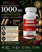 Vadik Herbs Jatamansi Capsules 1000mg | Organic Jatamansi Root (Nardostachys jatamansi) | Ayurvedic Herb for Calm, Clarity & Restful Sleep | 100 Vegetarian Capsules | Non-GMO | Trusted Since 1971