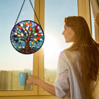 Colorful Tree of Life Stained Glass Window Hanging Suncatcher Gifts 6.3"