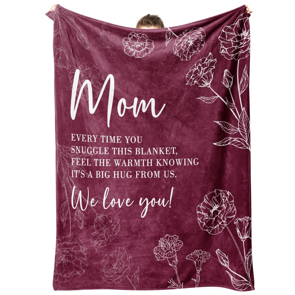 GiltGlimmer Mom Birthday Gifts, Mom Floral Blanket Burgundy, 60" x 50"